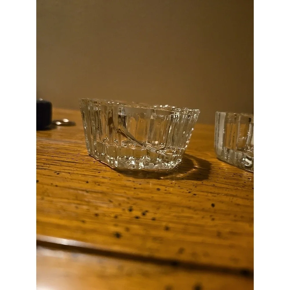 vintage glass salt cellars-Set of‎ 2